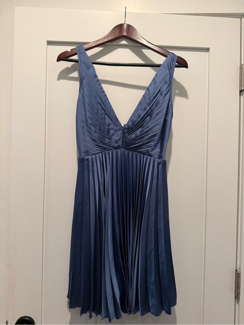Abercrombie & Fitch Blue Pleated V-Neck Mini Dress